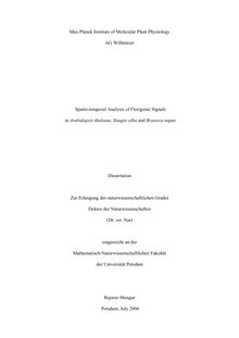 Spatio-temporal analysis of florigenic signals in Arabidopsis thaliana, Sinapis alba and Brassica napus [Elektronische Ressource] / Rajsree Mungur