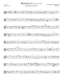 Partition ténor viole de gambe 2, alto clef, Fantasia pour 5 violes de gambe, RC 64