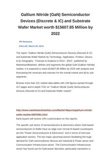 Gallium Nitride (GaN) Semiconductor Devices (Discrete & IC) and Substrate Wafer Market worth $15607.85 Million by 2022