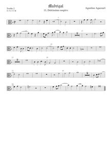 Partition viole de gambe aigue 2, alto clef, Madrigali a 5 voci, Libro 2 par Agostino Agazzari