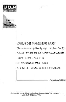 Valeur des marqueurs RAPD (Random Amplified Polymorphic DNA) dans l  étude de la microvariabilité 