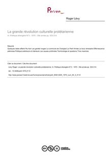 La grande révolution culturelle prolétarienne - article ; n°3 ; vol.35, pg 303-314