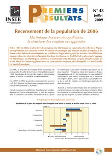 Recensement de la population de 2006 : Martinique, France métropolitaine, la structure des emplois se rapproche