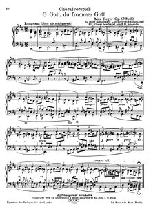 Partition No.30: O Gott, Du frommer Gott (scan), 52 choral préludes par Max Reger