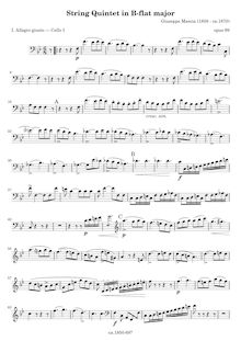 Partition violoncelle 1, corde quintette, Op.99, Quintetto pour [per?] 2 Violini, Viola e 2 Violoncelli, Op.99