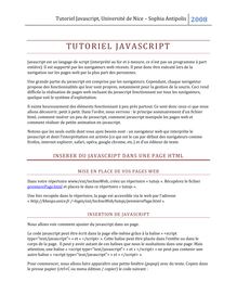 Tutoriel Javascript, Université de Nice  Sophia Antipolis