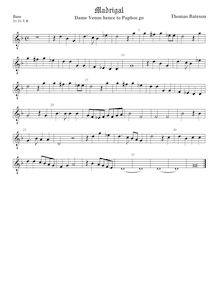 Partition viole de basse (octave aigu clef), pour First Set of anglais Madrigales to 3, 4, 5 et 6 voix