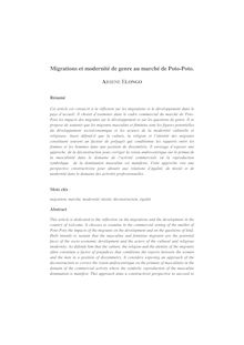 Migrations et modernité de genre au marché de Poto-poto(Brazzaville)