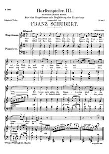 Partition 1st setting, Harfenspieler III, D.480 (Op.12 No.3), The Harper s Song (III)
