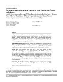 Percutaneous tracheostomy: comparison of Ciaglia and Griggs techniques