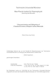 Characterisation and mitigation of chemical erosion of doped carbon materials [Elektronische Ressource] / María Elena Juan Pardo