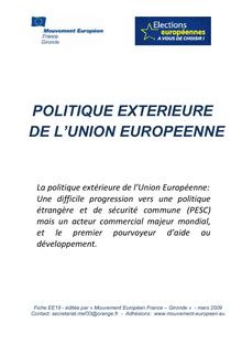 POLITIQUE EXTERIEURE DE L UNION EUROPEENNE