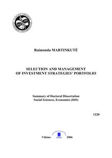 Investavimo strategijų portfelio parinkimas ir valdymas ; Selection and management of investment strategies portfolio