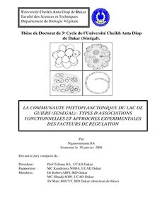 Thèse de Doctorat de 3e Cycle de l Université Cheikh Anta Diop de Dakar Sénégal