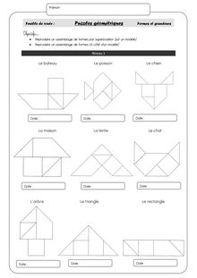 Grandeurs et formes – Puzzles géométriques « Le méli-mélo » - 2 feuilles de route à difficulté croissante