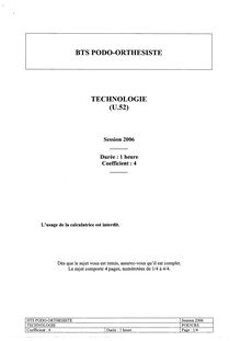 Technologie 2006 BTS Podo - orthésiste