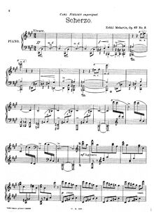 Partition , Scherzo, 4 Klavierstücke, Melartin, Erkki