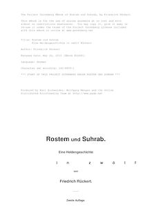 Rostem und Suhrab - Eine Heldengeschichte in zwölf Büchern