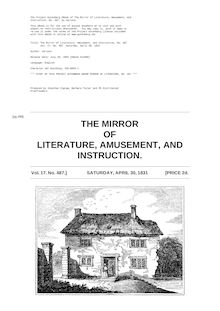 The Mirror of Literature, Amusement, and Instruction - Volume 17, No. 487, April 30, 1831