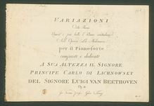 Partition complète, Nine variations pour piano on  Quant è più bello  from Giovanni Paisiello s opéra  La Molinara , WoO 70