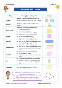 Grade 6 Maths Workbook  - Geometry: Polygons And Circles