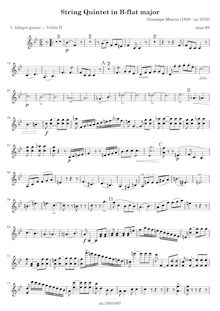 Partition violon 2, corde quintette, Op.99, Quintetto pour [per?] 2 Violini, Viola e 2 Violoncelli, Op.99 par Giuseppe Mascia