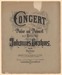 Partition complète, Concerto pour violon et violoncelle par Johannes Brahms