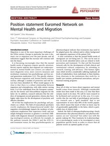 Position statement Euromed Network on Mental Health and Migration