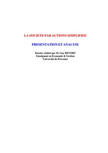 La SAS : présentation et analyse, REVERT G.