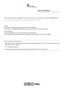 Du village des salpêtriers au groupe hospitalier Pitié-Salpêtrière - article ; n°295 ; vol.80, pg 400-406