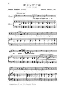 Partition , Au cimetière, Mélodies Persanes, op.26, Saint-Saëns, Camille