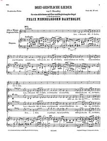 Partition complète, An Anthem, Drei Geistliche Lieder für eine Altstimme mit Chor und Begleitung der Orgel