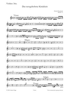 Partition violon 3, Das newgebohrne Kindelein cantata pour chœur et/ou soli SATB, cordes et continuo, BuxWV 13