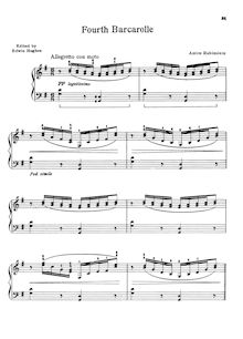 Partition complète, Barcarolle No.4, G major, Rubinstein, Anton