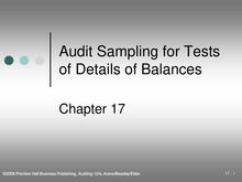 Chapter 17 – Audit Sampling for Tests of Details of Balances
