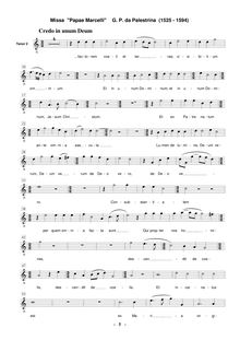 Partition ténor 2 , partie [G2 clef], Missa Papae Marcelli, Palestrina, Giovanni Pierluigi da par Giovanni Pierluigi da Palestrina