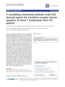 A neutralizing monoclonal antibody (mAb A24) directed against the transferrin receptor induces apoptosis of tumor T lymphocytes from ATL patients