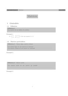 Matrices (spécialité) Cours 3