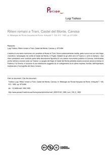 Rilievi romani a Trani, Castel del Monte, Canosa - article ; n°2 ; vol.105, pg 873-894