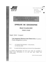 Géographie 2004 IEP Lille - Sciences Po Lille