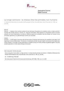 Le singe carnivore : la chasse chez les primates non humains - article ; n°3 ; vol.4, pg 243-264