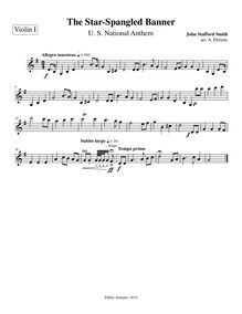 Partition violon I, pour Star-Spangled Banner, Original title: The Anacreontic Song