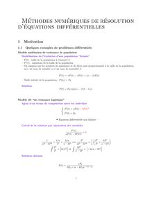 Methodes numeriques de resolution d equations differentielles