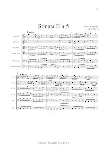 Partition , Sonata II en C major (includes partition compléte without clavecin), Sei Sinfonie e Sei concerts a Cinque, Op.2