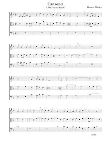 Partition No.16 Do you not know - partition complète, chansonnettes, ou Little Short chansons to Three Voyces
