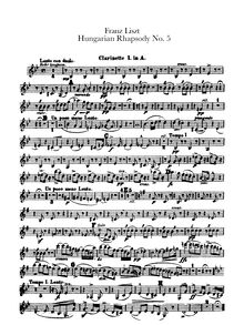 Partition clarinette 1, 2 (A), Hungarian Rhapsody No.5, Héroïde-élégiaque