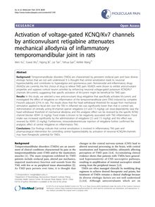 Activation of voltage-gated KCNQ/Kv7 channels by anticonvulsant retigabine attenuates mechanical allodynia of inflammatory temporomandibular joint in rats