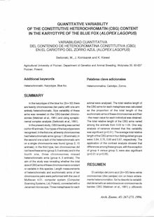 QUANTITATIVE VARIABILITY OF THE CONSTITUTIVE HETEROCHROMATIN (CBG) CONTENT IN THE KARYOTYPE OF THE BLUE FOX (ALOPEX LAGOPUS) (VARIABILIDAD CUANTITATIVA DEL CONTENIDO DE HETEROCROMATINA CONSTITUTIVA (CBG) EN EL CARIOTIPO DEL ZORRO AZUL (ALOPEX LAGOPUS))