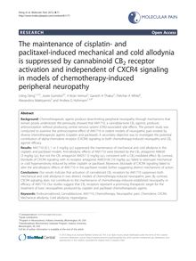 The maintenance of cisplatin- and paclitaxel-induced mechanical and cold allodynia is suppressed by cannabinoid CB2 receptor activation and independent of CXCR4 signaling in models of chemotherapy-induced peripheral neuropathy
