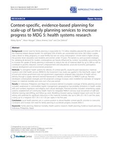 Context-specific, evidence-based planning for scale-up of family planning services to increase progress to MDG 5: health systems research